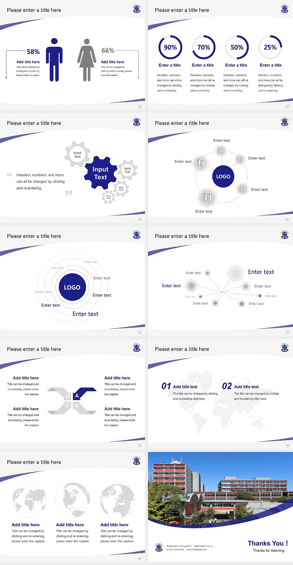 Nanzan University Course/Courseware Creation PPT Template4:3 ratio PPT effect preview image4