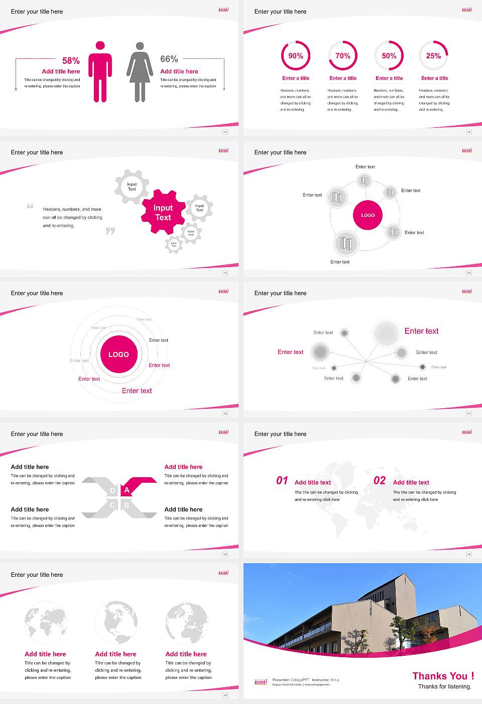 Nagoya Bunri University Course/Courseware Creation PPT Template16:9 ratio PPT effect preview image4