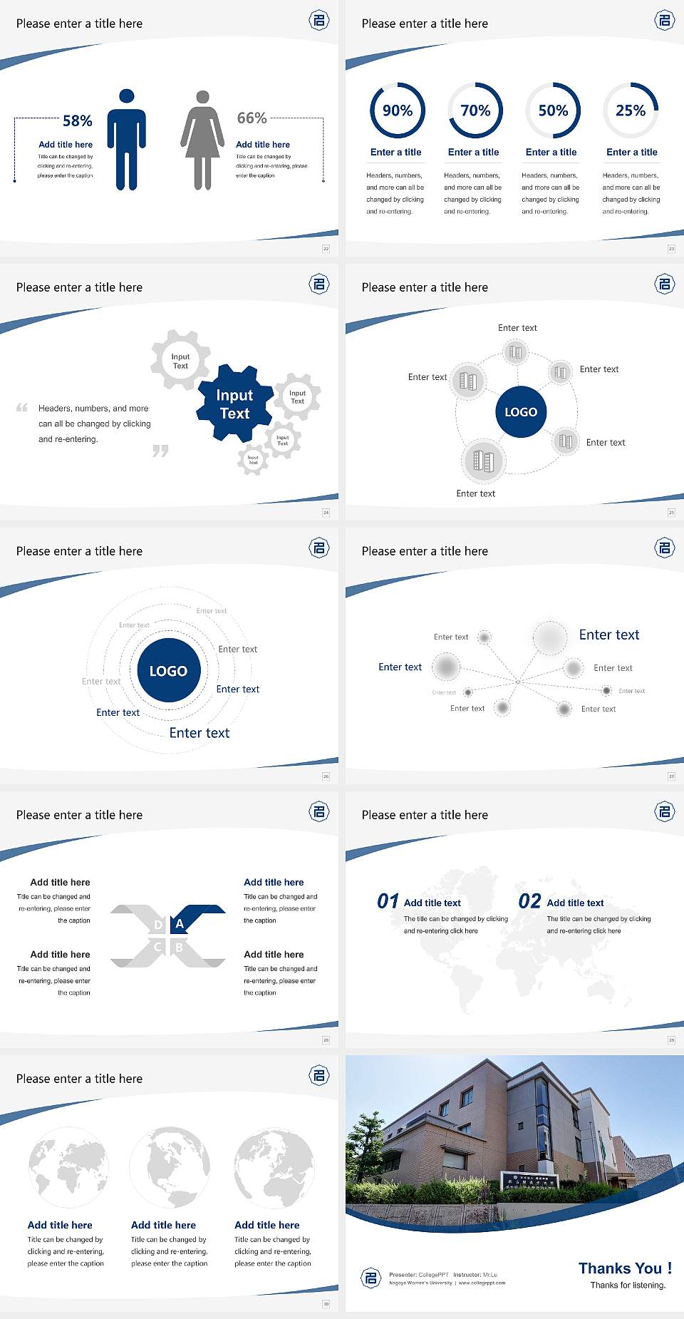 Nagoya Women’s University Course/Courseware Creation PPT Template4:3 ratio PPT effect preview image4