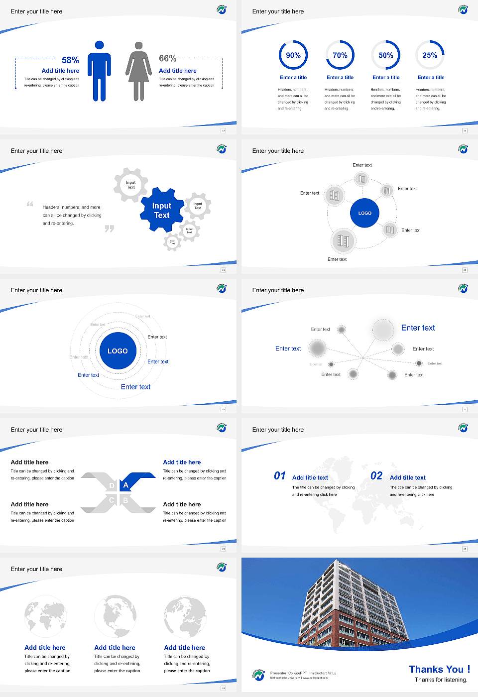 Nishogakusha University Course/Courseware Creation PPT Template16:9 ratio PPT effect preview image4