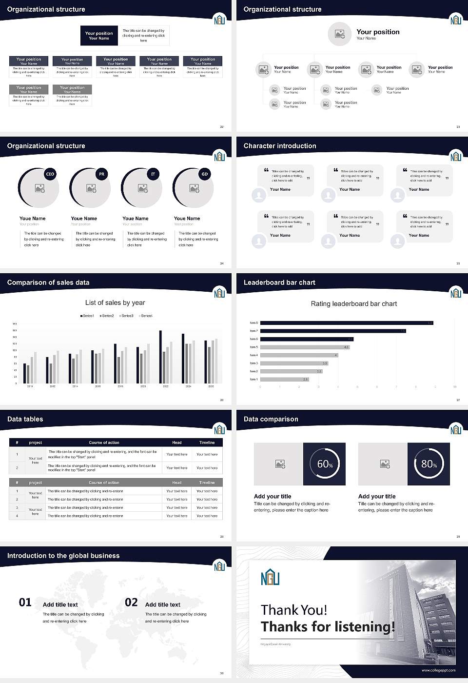 Nagoya Gakuin University Academic Presentation/Research Findings Report PPT Template16:9 ratio PPT effect preview image4