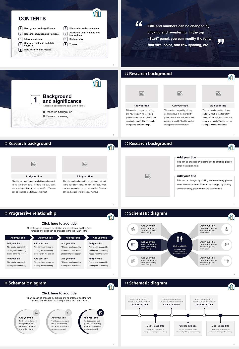 Nagoya Gakuin University Graduation Thesis Defense PPT Template16:9 ratio PPT effect preview image2