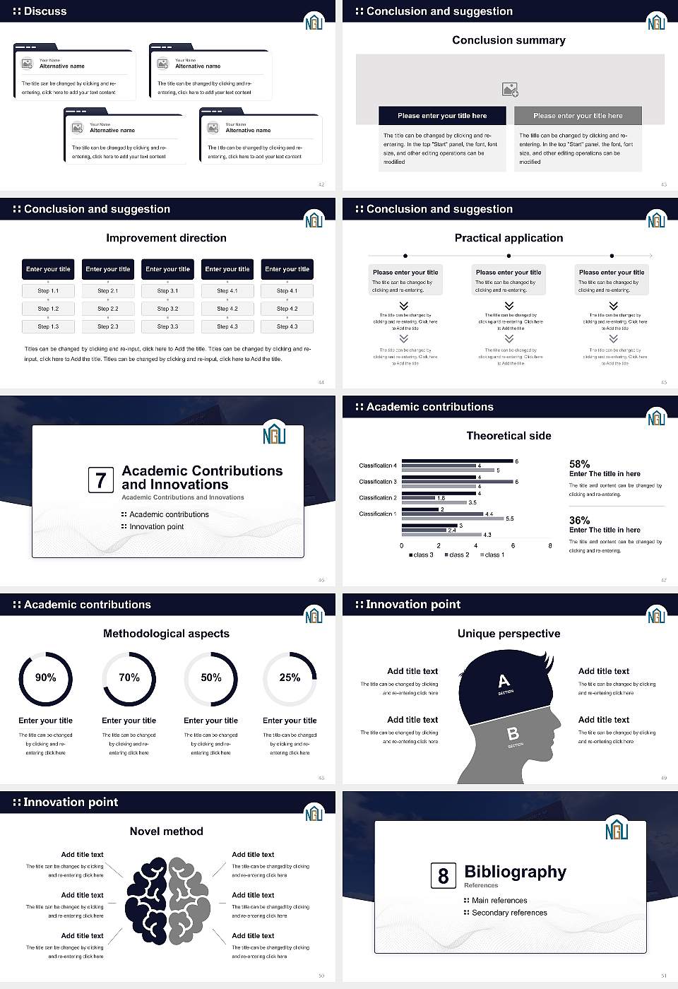 Nagoya Gakuin University Graduation Thesis Defense PPT Template16:9 ratio PPT effect preview image6