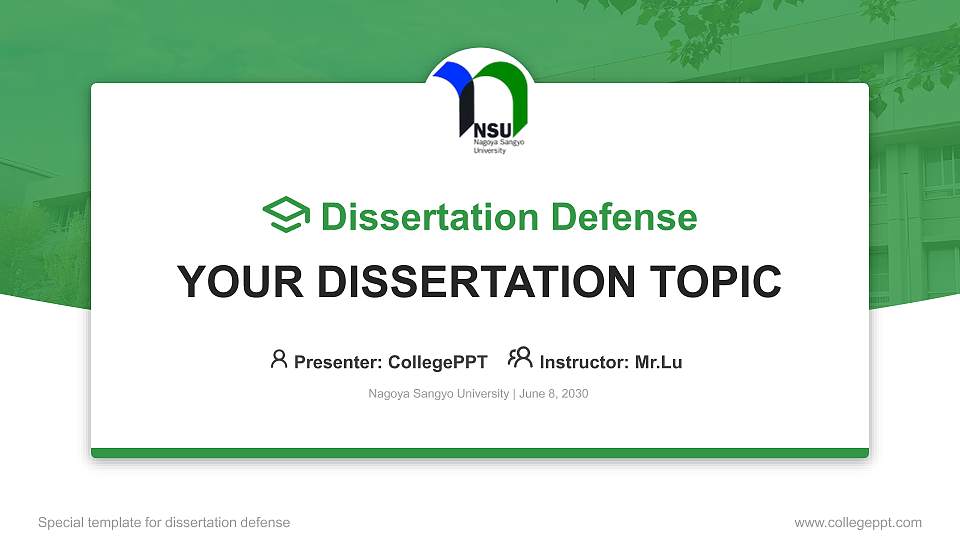 Nagoya Sangyo University Graduation Thesis Defense PPT Template16:9 ratio PPT effect preview image