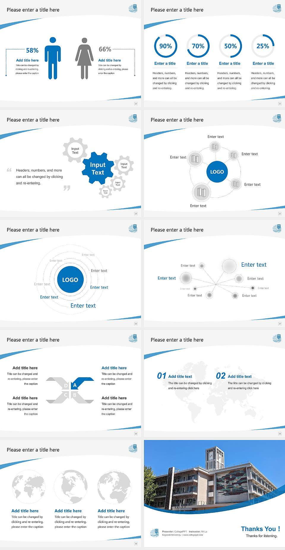 Nagasaki University Course/Courseware Creation PPT Template4:3 ratio PPT effect preview image4