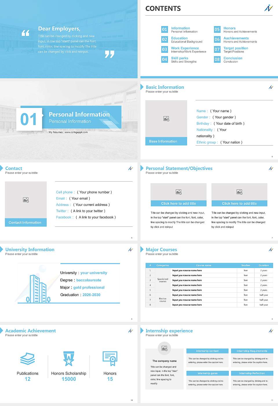 Naragakuen University Resume PPT Template16:9 ratio PPT effect preview image2