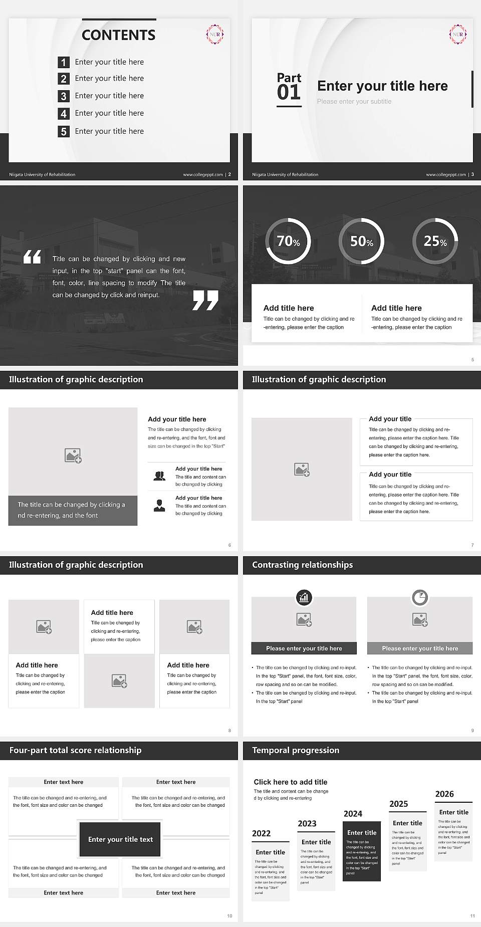 Niigata University of Rehabilitation Thesis Proposal/Graduation Defense PPT Template4:3 ratio PPT effect preview image2