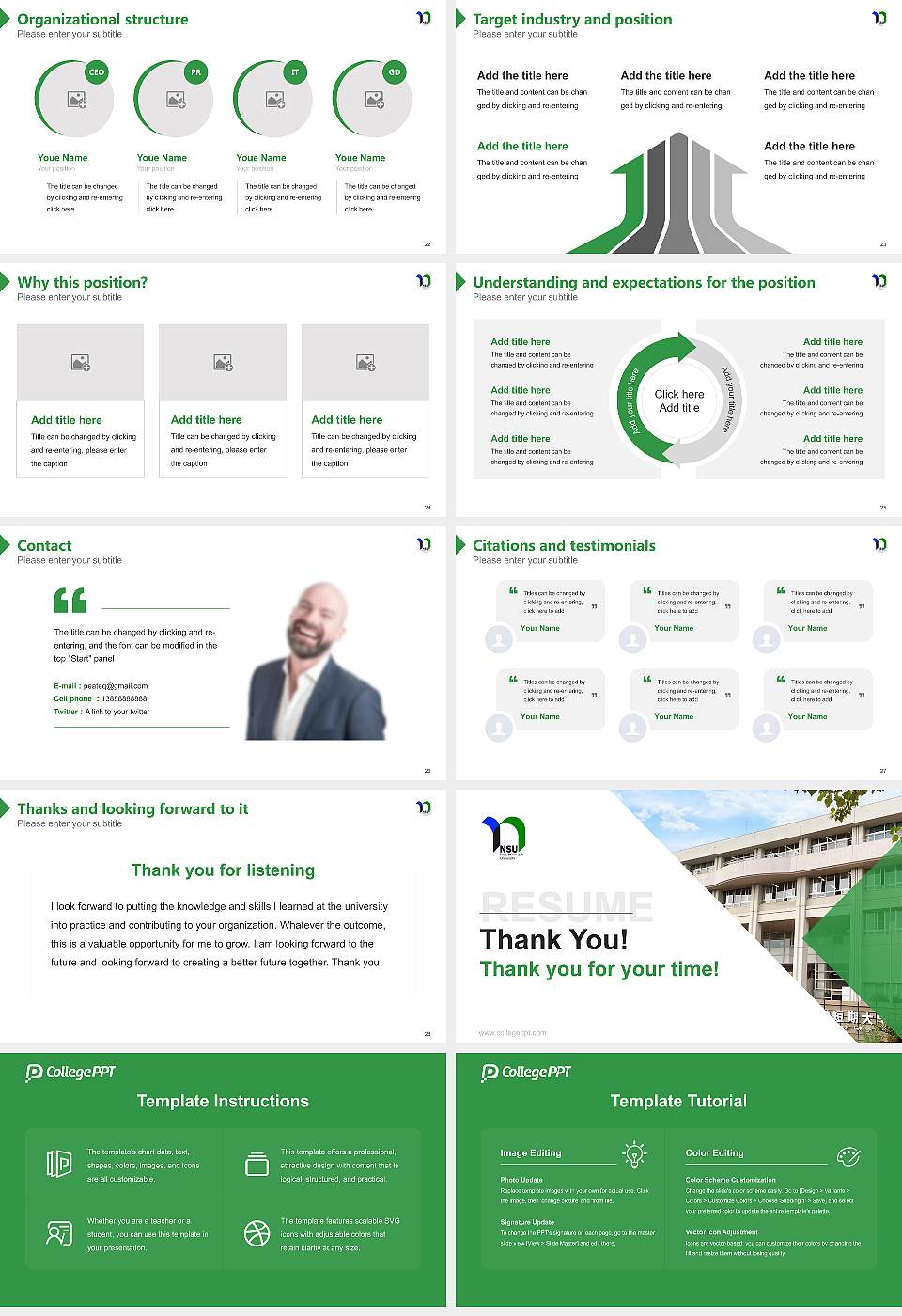 Nagoya Sangyo University Resume PPT Template16:9 ratio PPT effect preview image4