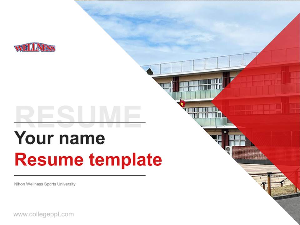Nihon Wellness Sports University Resume PPT Template4:3 ratio PPT effect preview image5
