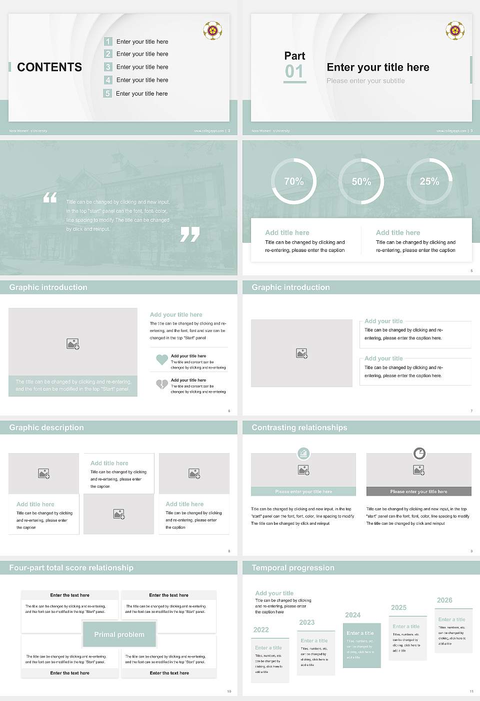 Nara Women’s University Thesis Proposal/Graduation Defense PPT Template16:9 ratio PPT effect preview image2