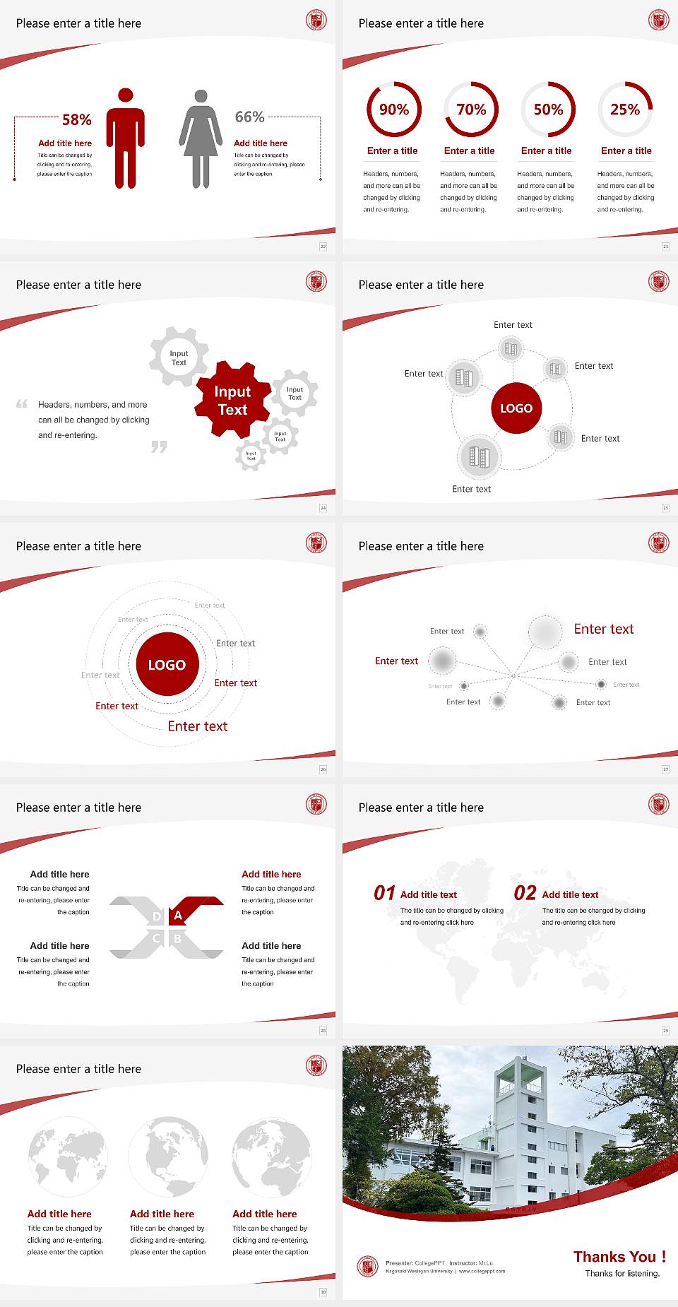 Nagasaki Wesleyan University Course/Courseware Creation PPT Template4:3 ratio PPT effect preview image4
