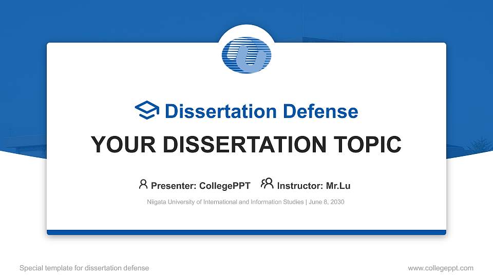 Niigata University of International and Information Studies Graduation Thesis Defense PPT Template16:9 ratio PPT effect preview image