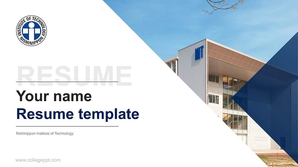 Nishinippon Institute of Technology Resume PPT Template16:9 ratio PPT effect preview image