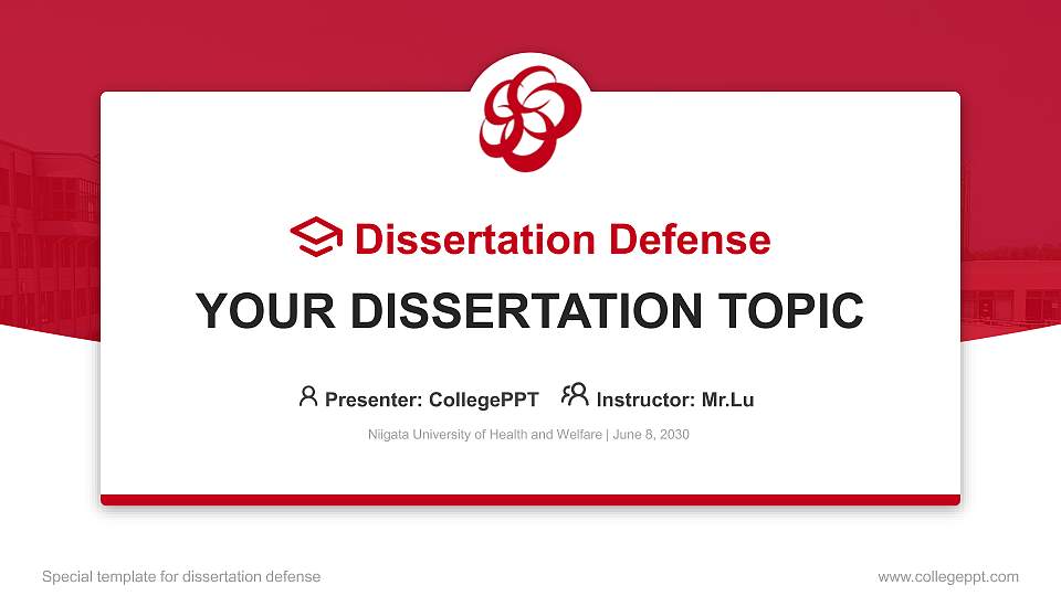 Niigata University of Health and Welfare Graduation Thesis Defense PPT Template16:9 ratio PPT effect preview image
