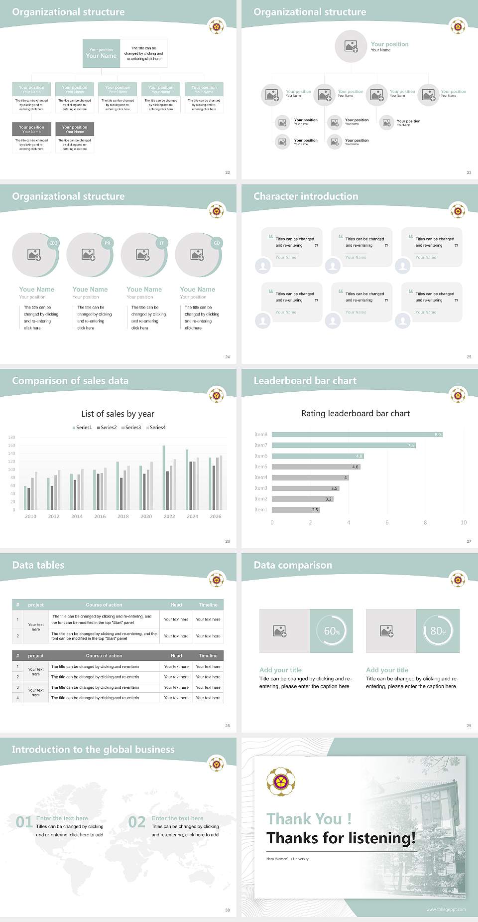 Nara Women’s University Academic Presentation/Research Findings Report PPT Template4:3 ratio PPT effect preview image4