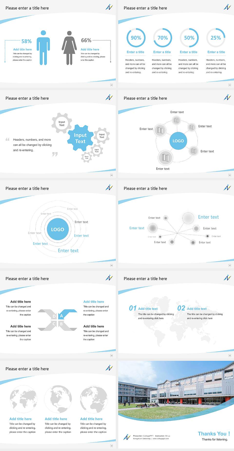 Naragakuen University Course/Courseware Creation PPT Template4:3 ratio PPT effect preview image4