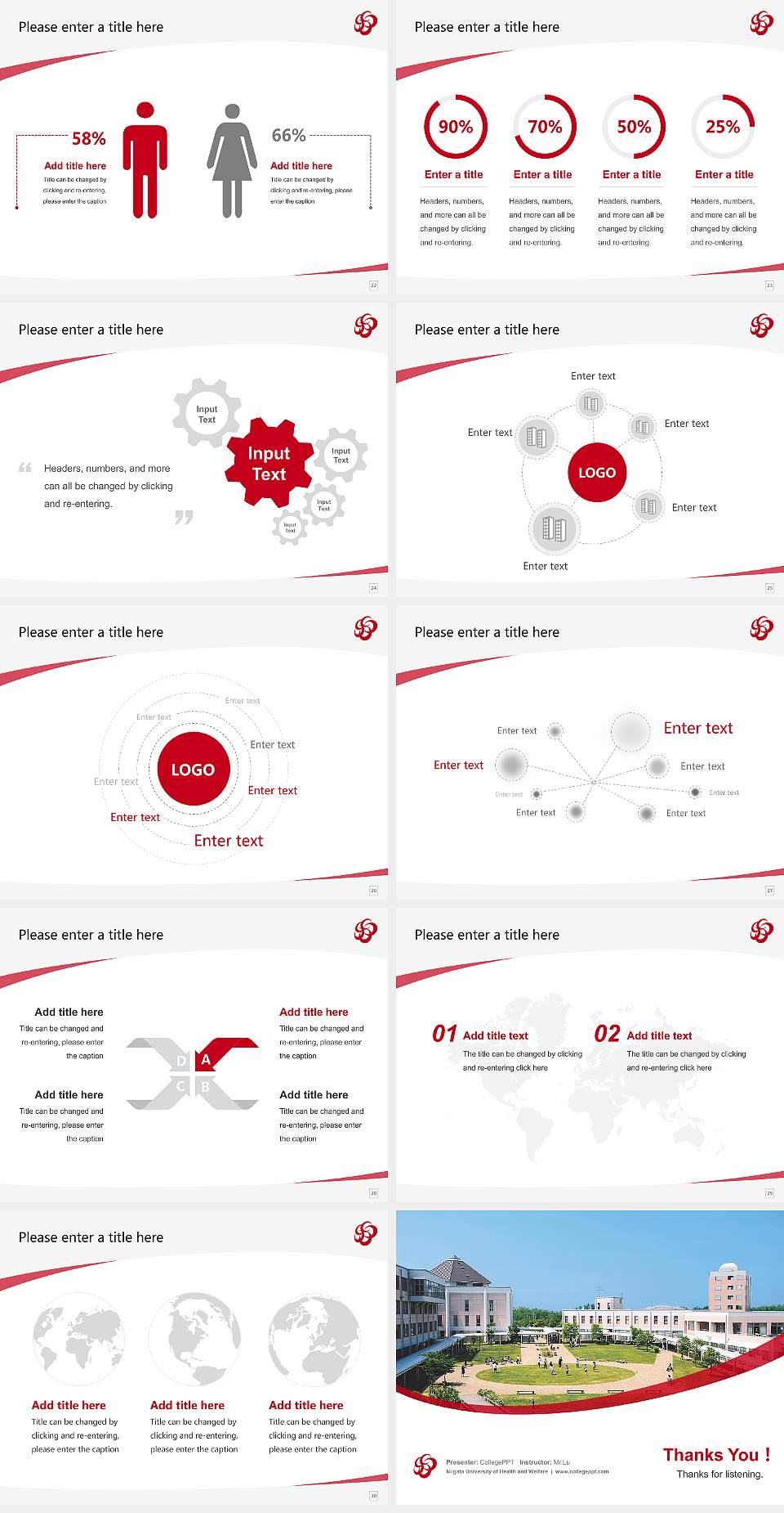 Niigata University of Health and Welfare Course/Courseware Creation PPT Template4:3 ratio PPT effect preview image4