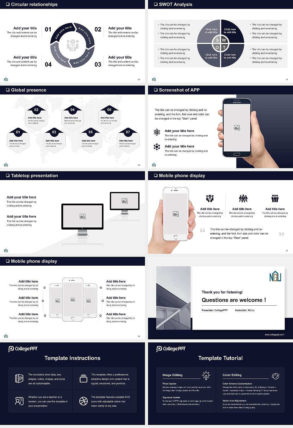 Nagoya Gakuin University General PPT Template16:9 ratio PPT effect preview image5
