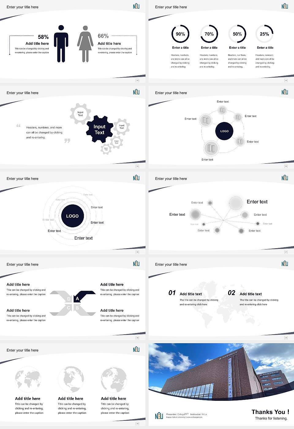 Nagoya Gakuin University Course/Courseware Creation PPT Template16:9 ratio PPT effect preview image4