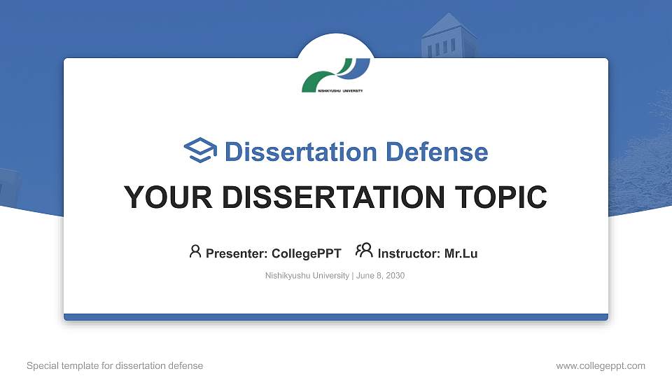 Nishikyushu University Graduation Thesis Defense PPT Template16:9 ratio PPT effect preview image