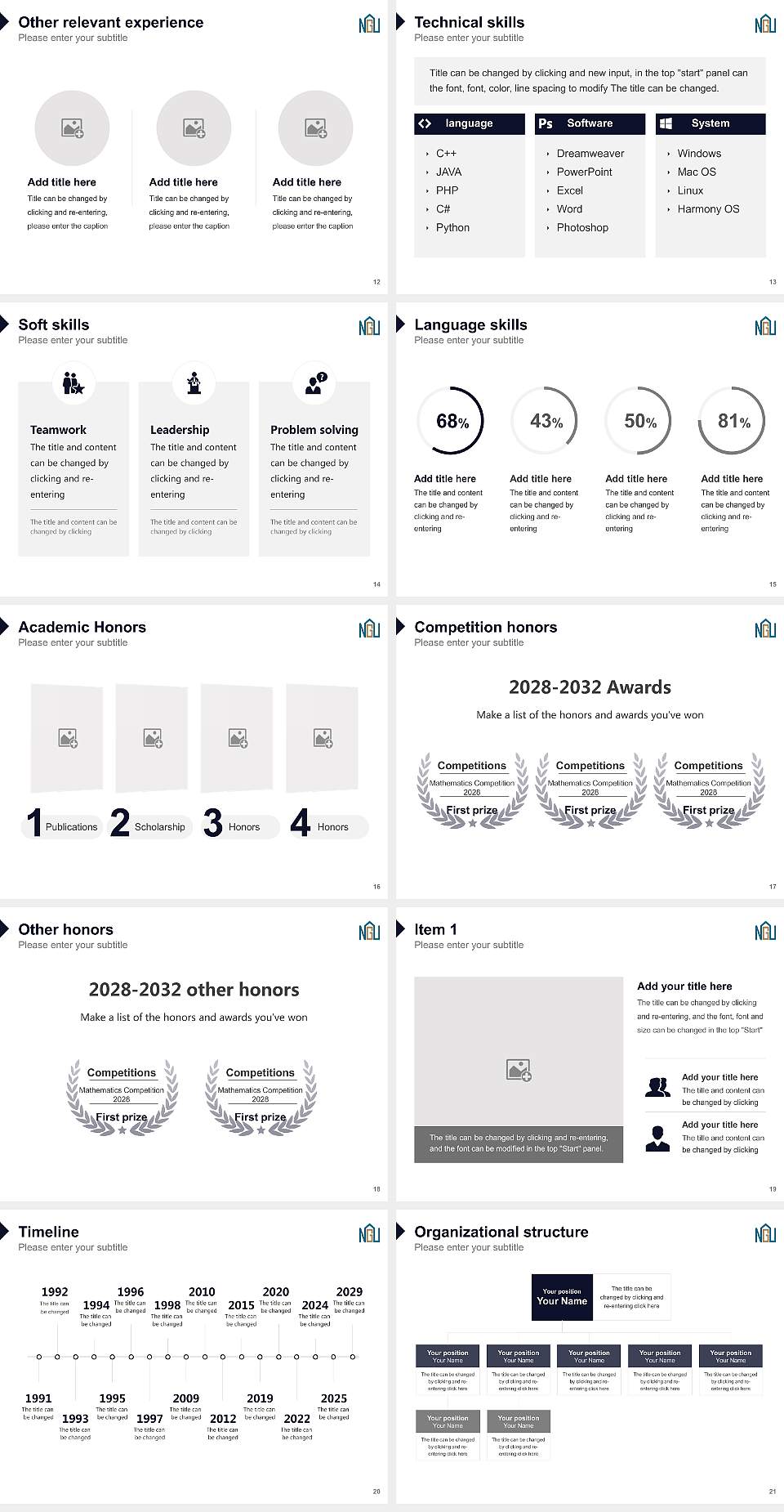Nagoya Gakuin University Resume PPT Template4:3 ratio PPT effect preview image3