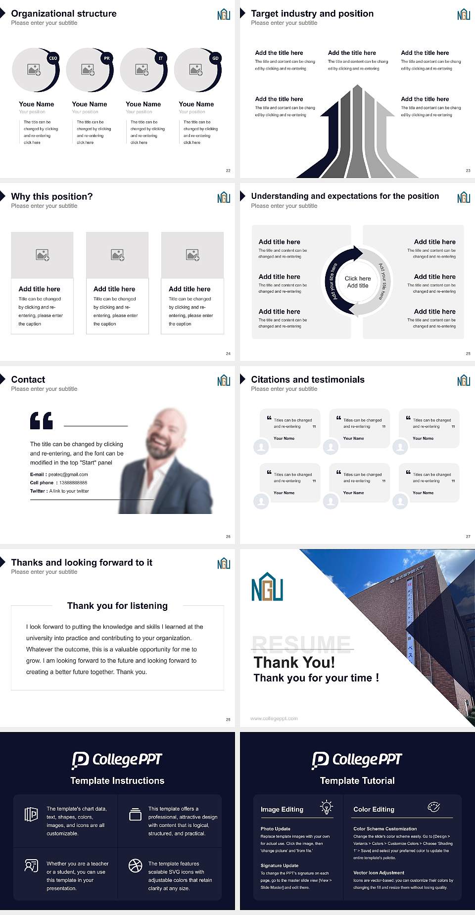 Nagoya Gakuin University Resume PPT Template4:3 ratio PPT effect preview image4