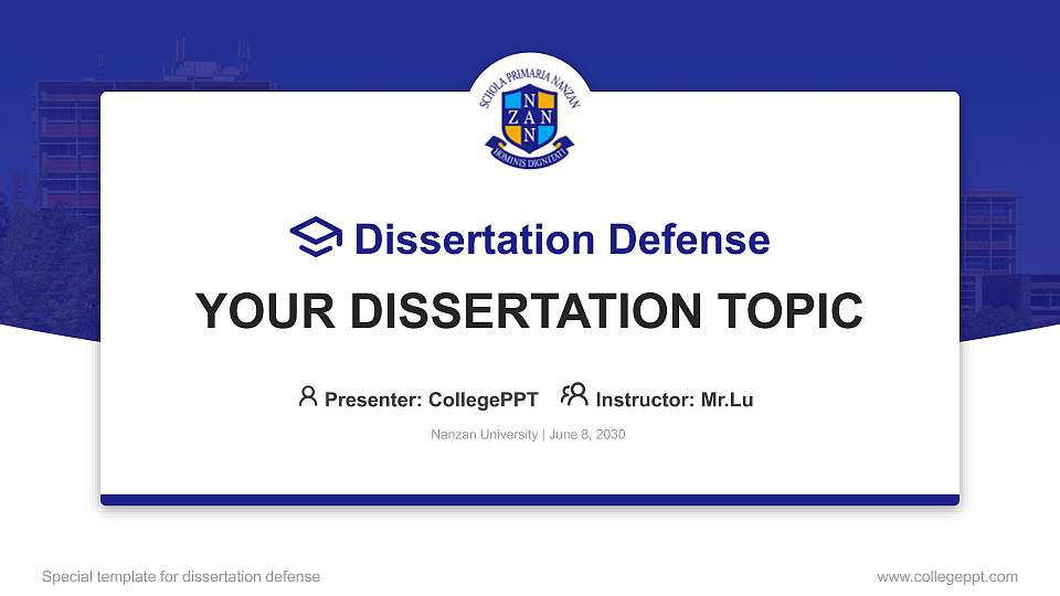 Nanzan University Graduation Thesis Defense PPT Template16:9 ratio PPT effect preview image