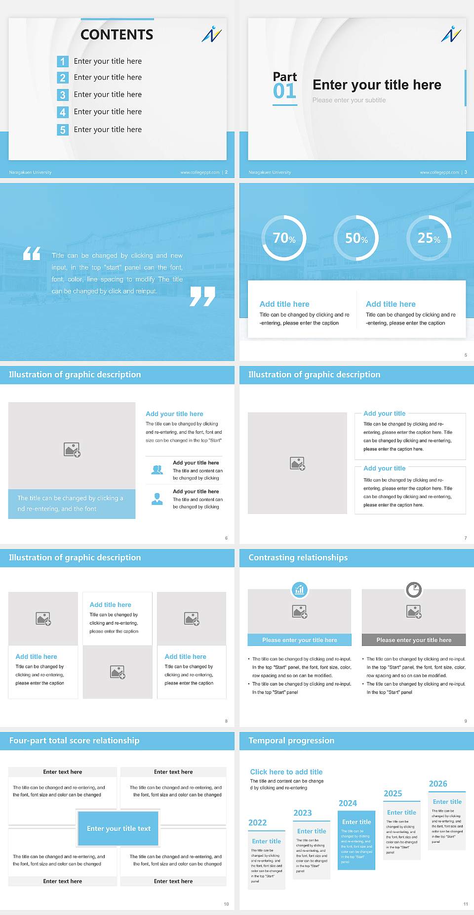 Naragakuen University Thesis Proposal/Graduation Defense PPT Template4:3 ratio PPT effect preview image2