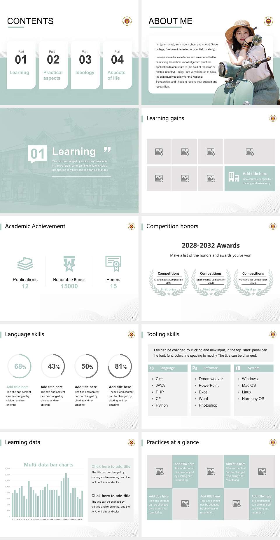 Nara Women’s University National Scholarship Defense PPT Template4:3 ratio PPT effect preview image2