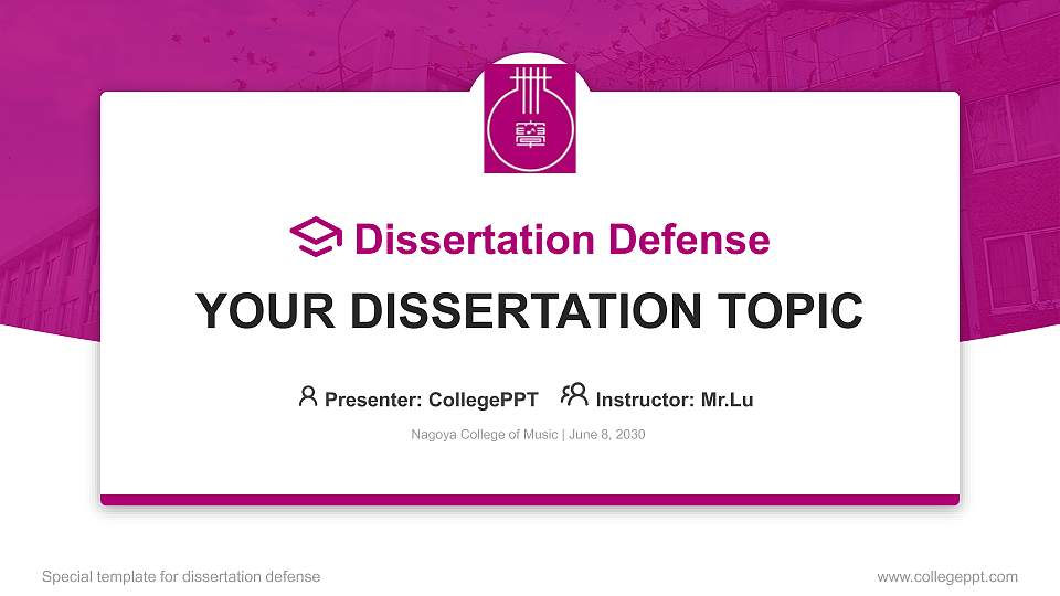 Nagoya College of Music Graduation Thesis Defense PPT Template16:9 ratio PPT effect preview image