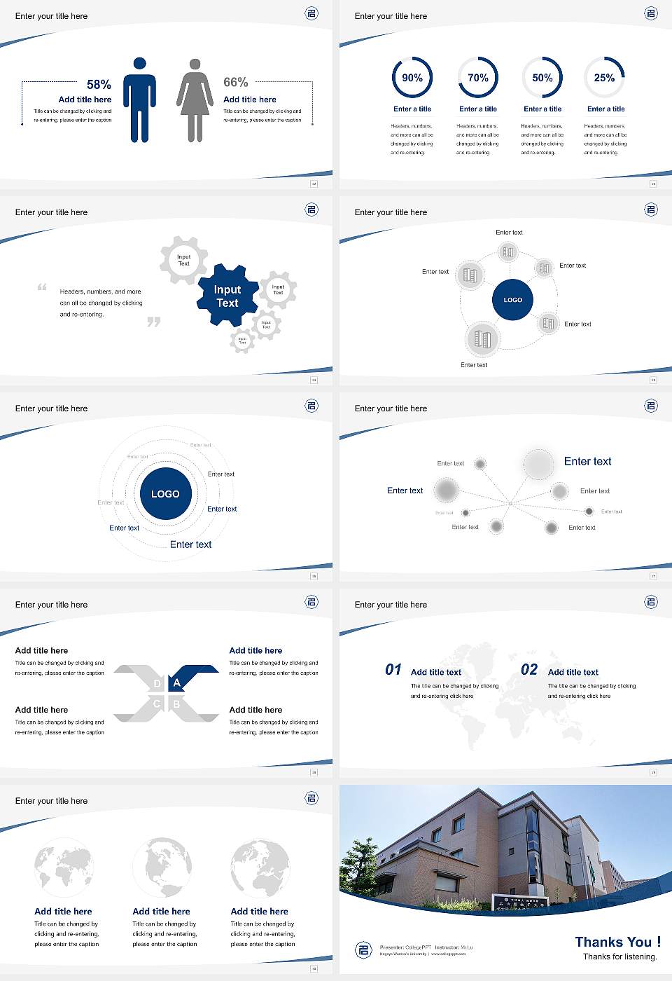 Nagoya Women’s University Course/Courseware Creation PPT Template16:9 ratio PPT effect preview image4