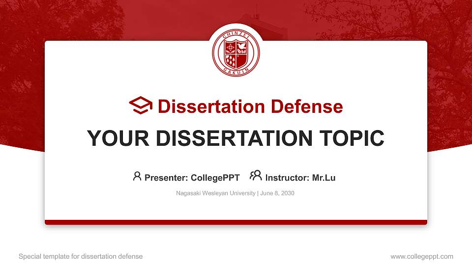 Nagasaki Wesleyan University Graduation Thesis Defense PPT Template16:9 ratio PPT effect preview image