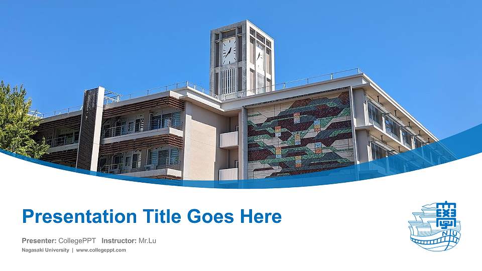 Nagasaki University Course/Courseware Creation PPT Template16:9 ratio PPT effect preview image