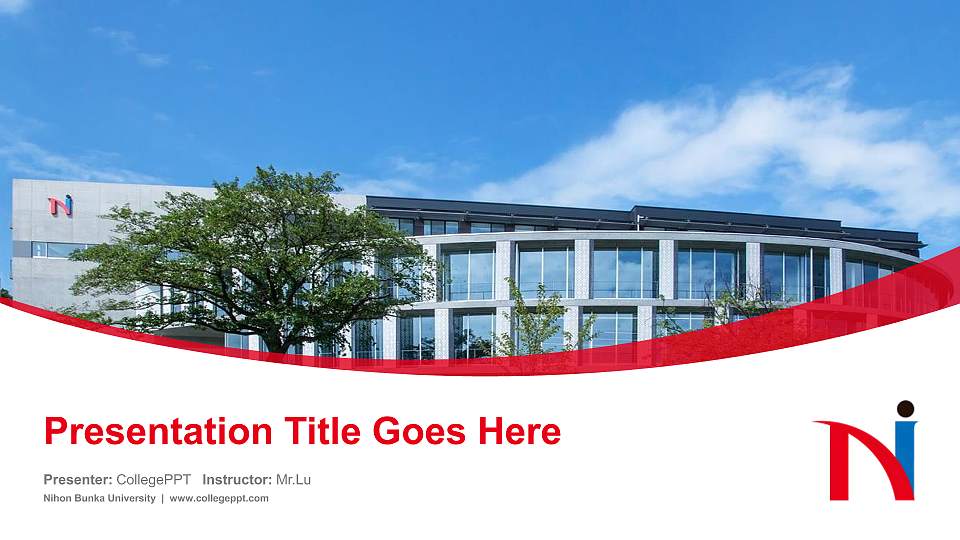 Nihon Bunka University Course/Courseware Creation PPT Template16:9 ratio PPT effect preview image