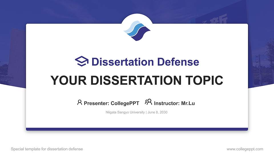 Niigata Sangyo University Graduation Thesis Defense PPT Template16:9 ratio PPT effect preview image