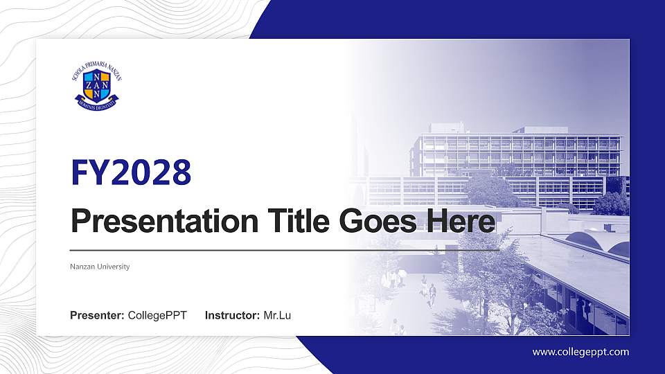 Nanzan University Academic Presentation/Research Findings Report PPT Template16:9 ratio PPT effect preview image