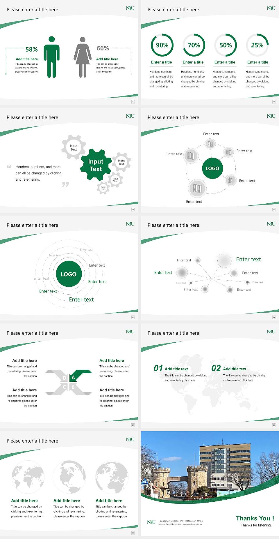 Nippon Bunri University Course/Courseware Creation PPT Template4:3 ratio PPT effect preview image4