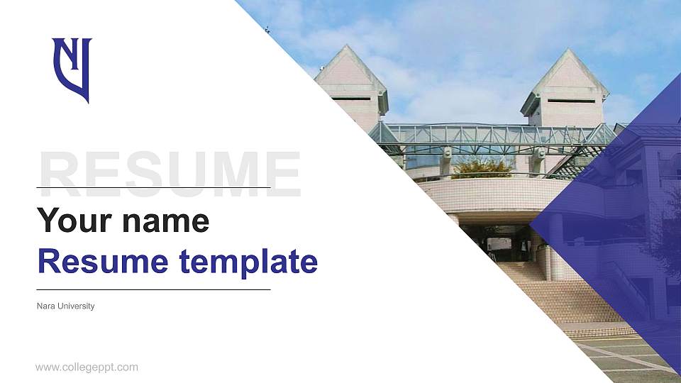 Nara University Resume PPT Template16:9 ratio PPT effect preview image