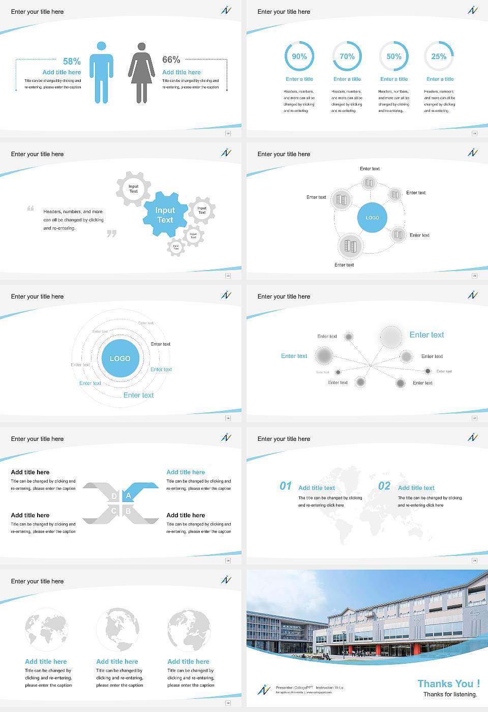 Naragakuen University Course/Courseware Creation PPT Template16:9 ratio PPT effect preview image4