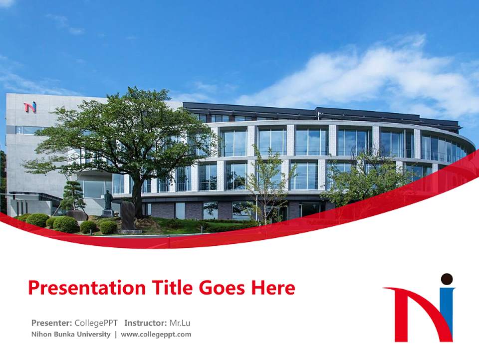 Nihon Bunka University Course/Courseware Creation PPT Template4:3 ratio PPT effect preview image5