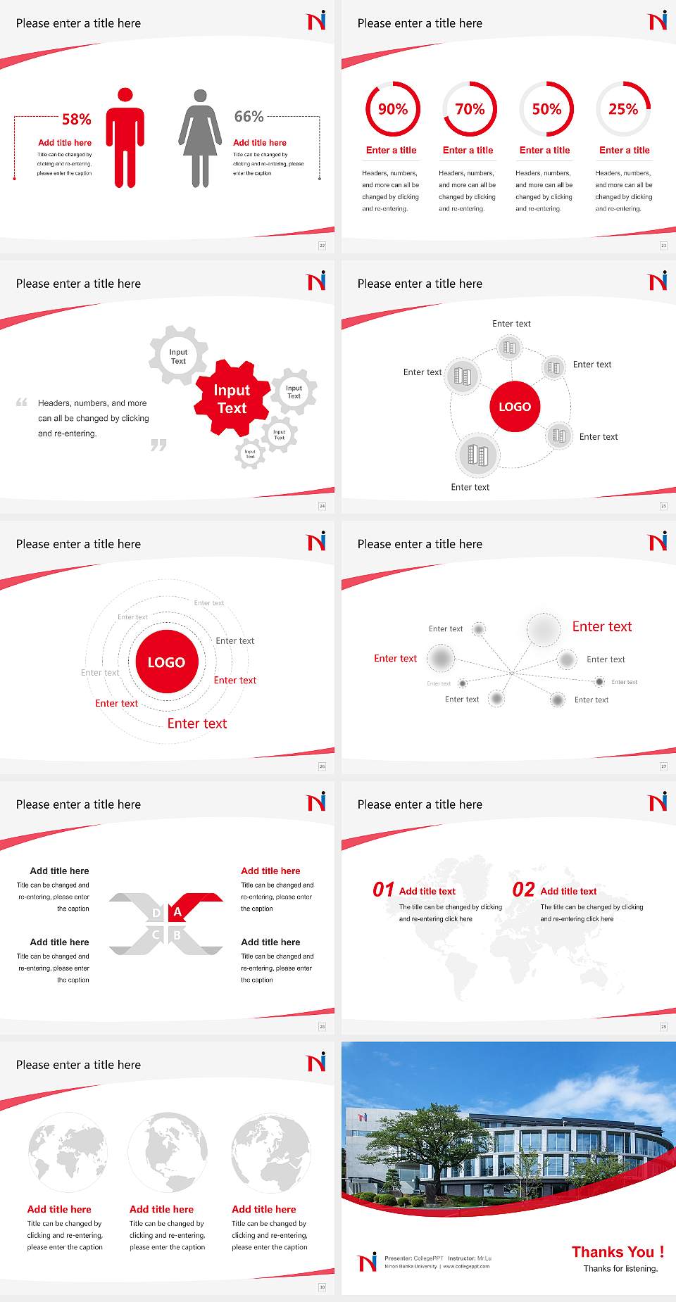 Nihon Bunka University Course/Courseware Creation PPT Template4:3 ratio PPT effect preview image4