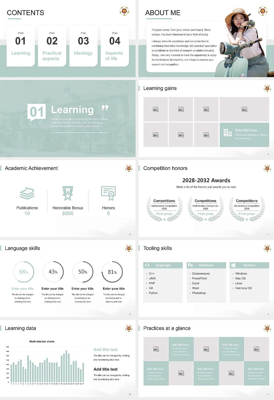 Nara Women’s University National Scholarship Defense PPT Template16:9 ratio PPT effect preview image2