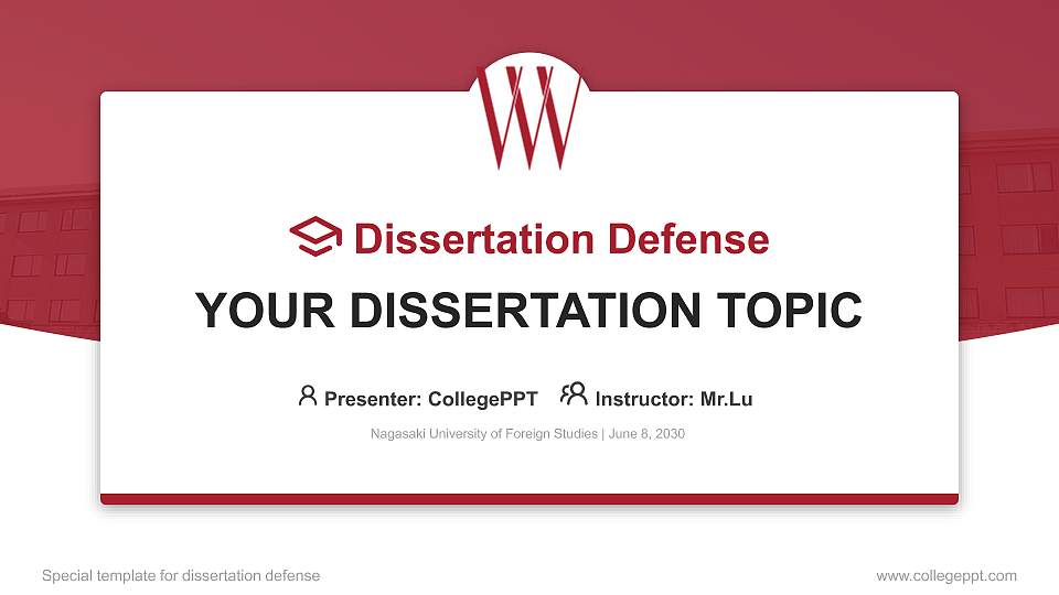 Nagasaki University of Foreign Studies Graduation Thesis Defense PPT Template16:9 ratio PPT effect preview image