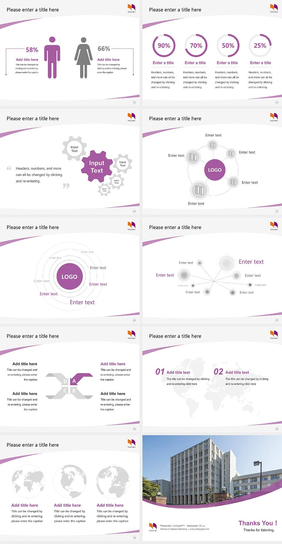 Nakamura Gakuen University Course/Courseware Creation PPT Template4:3 ratio PPT effect preview image4