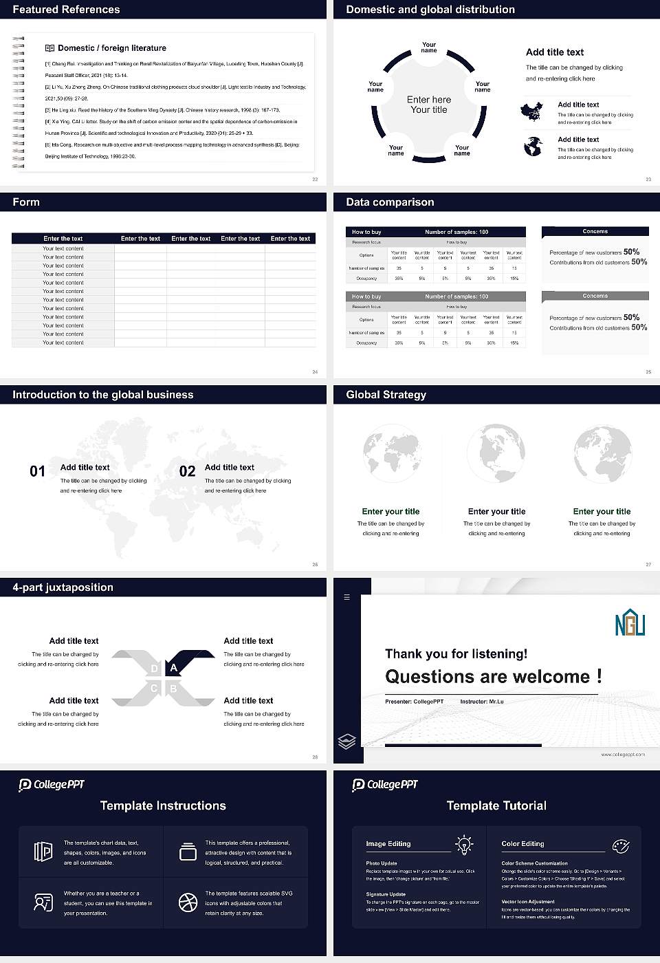 Nagoya Gakuin University Thesis Proposal/Graduation Defense PPT Template16:9 ratio PPT effect preview image4