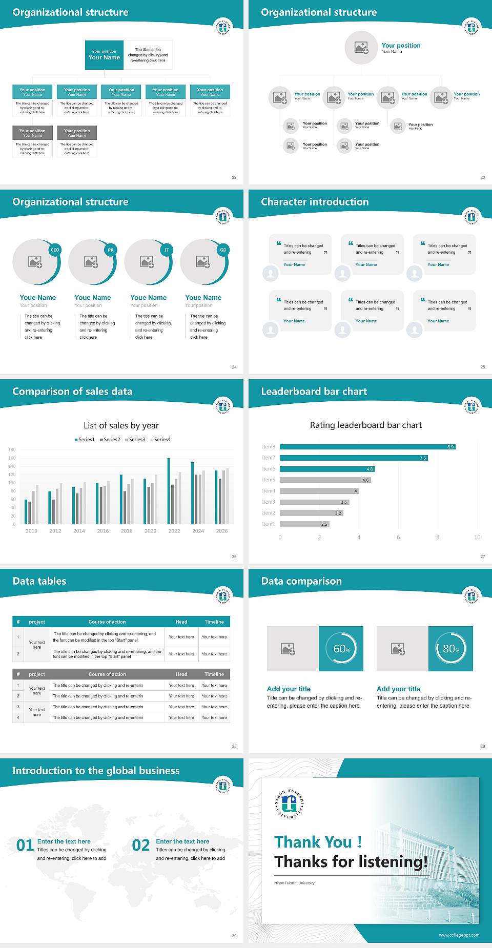 Nihon Fukushi University Academic Presentation/Research Findings Report PPT Template4:3 ratio PPT effect preview image4