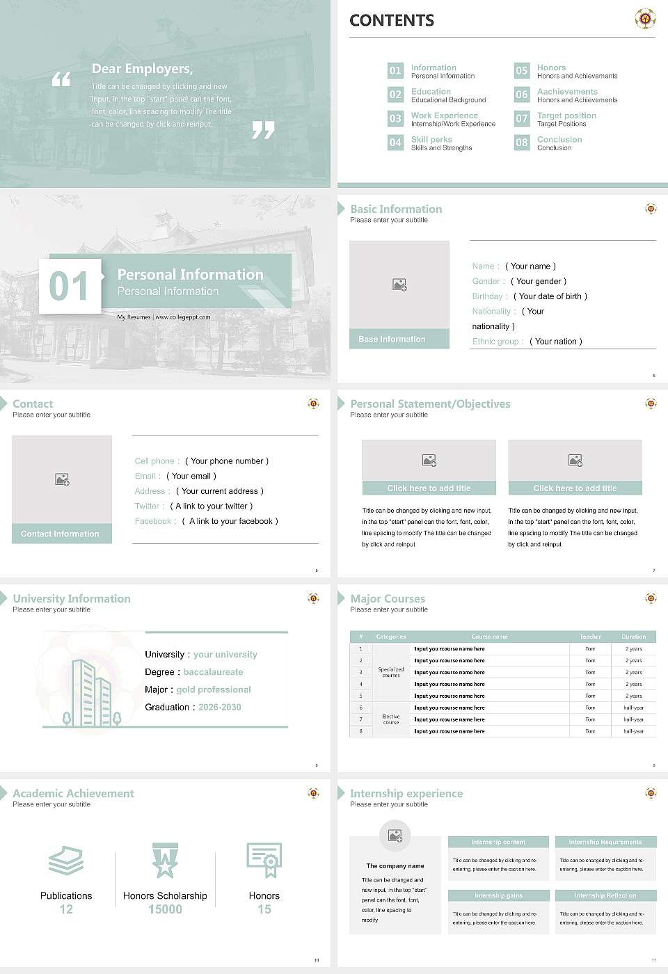 Nara Women’s University Resume PPT Template16:9 ratio PPT effect preview image2