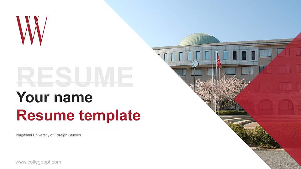Nagasaki University of Foreign Studies Resume PPT Template16:9 ratio PPT effect preview image
