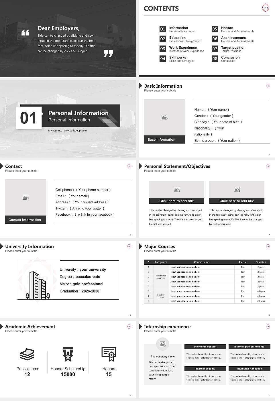 Niigata University of Rehabilitation Resume PPT Template16:9 ratio PPT effect preview image2