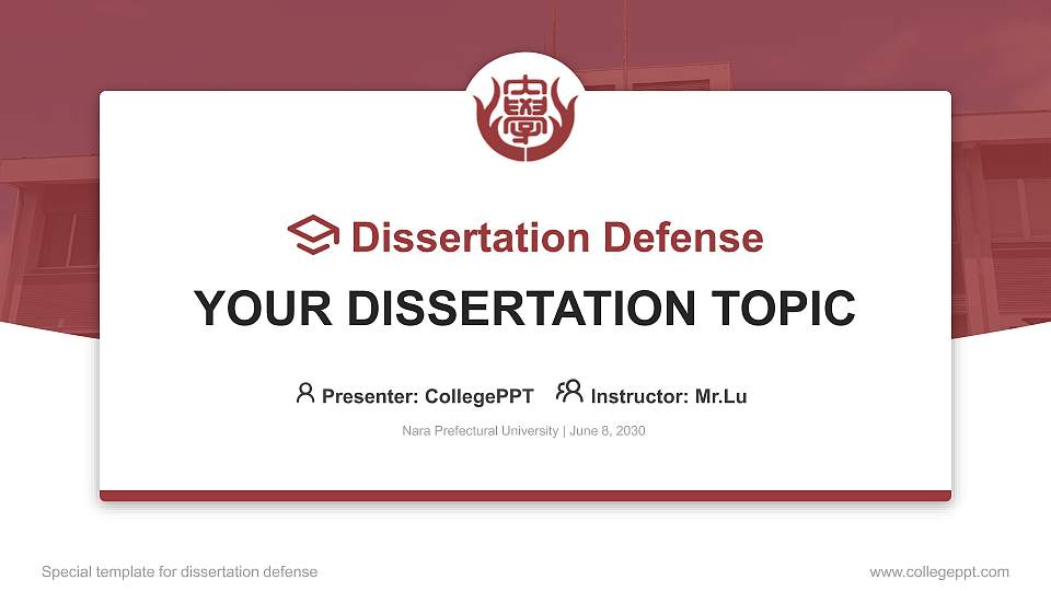 Nara Prefectural University Graduation Thesis Defense PPT Template16:9 ratio PPT effect preview image
